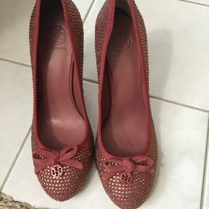 Tory burch pink rhinestone heels!